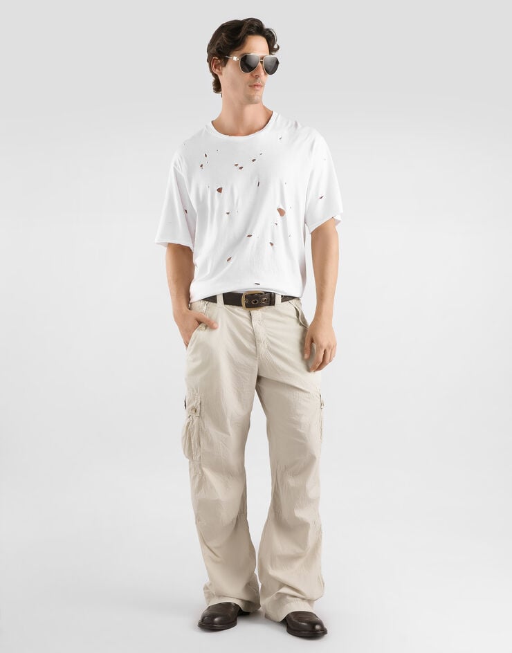 Dolce & Gabbana Distressed cotton t-shirt White G8PN9TG7PYO