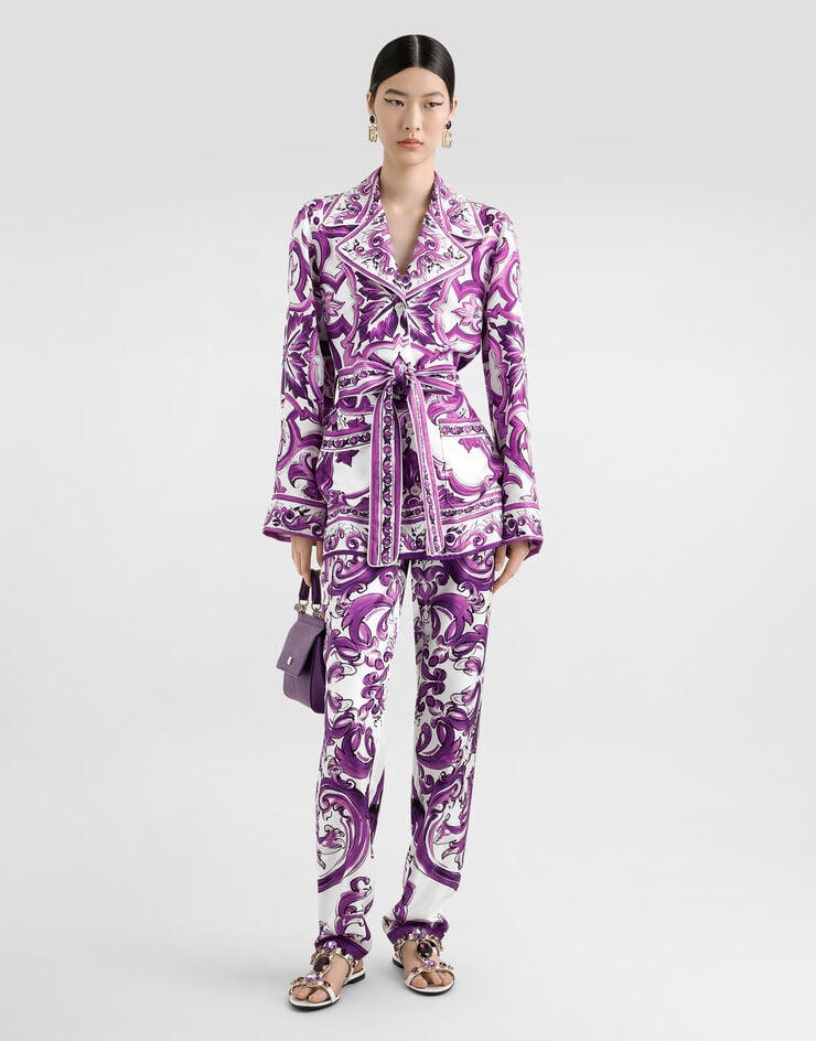 Dolce & Gabbana Majolica-print twill shirt Multicolor F5Q03THI1TK