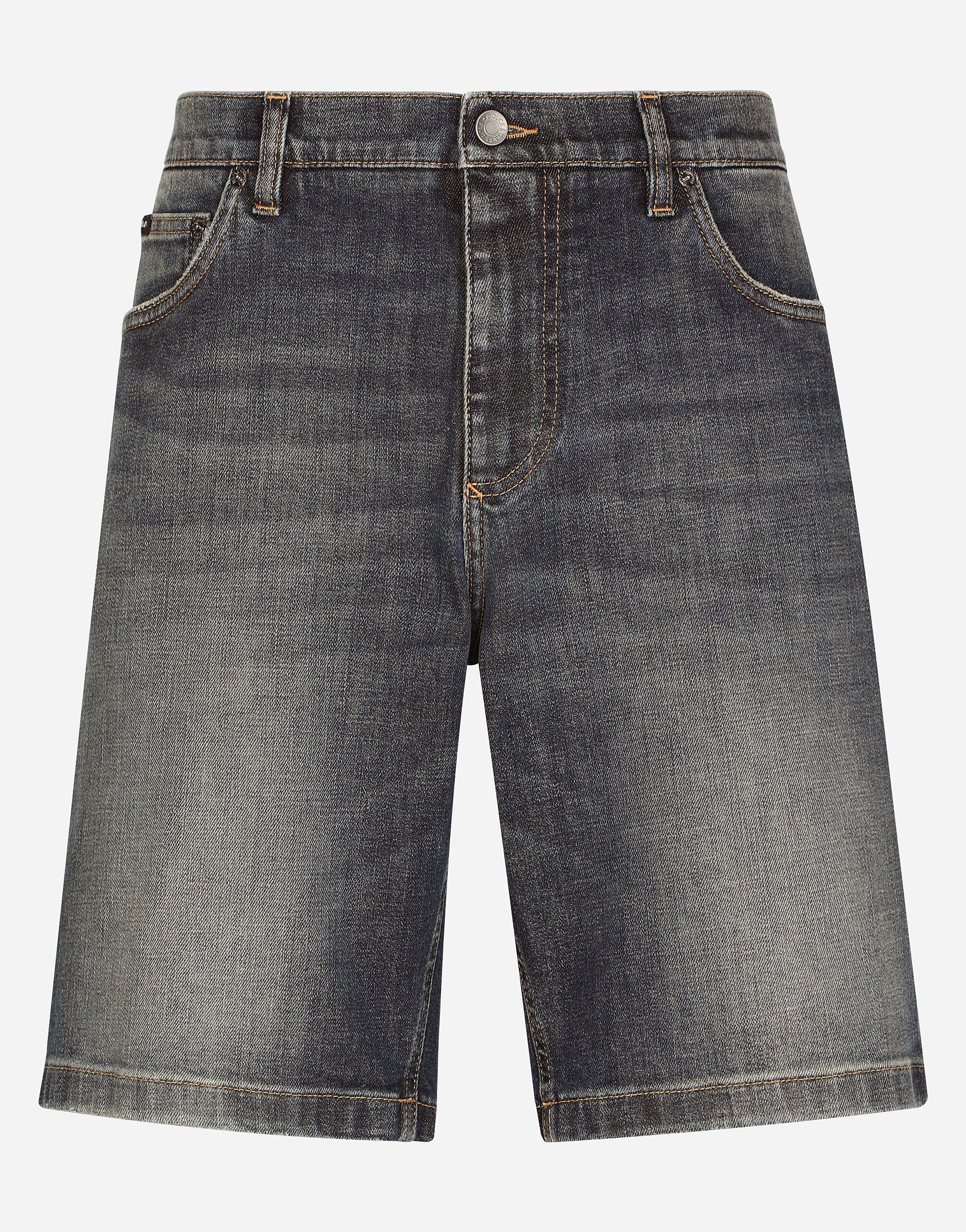 Dolce & Gabbana Bermuda jeans stretch blu chiaro lavato Nero VG4390VP187