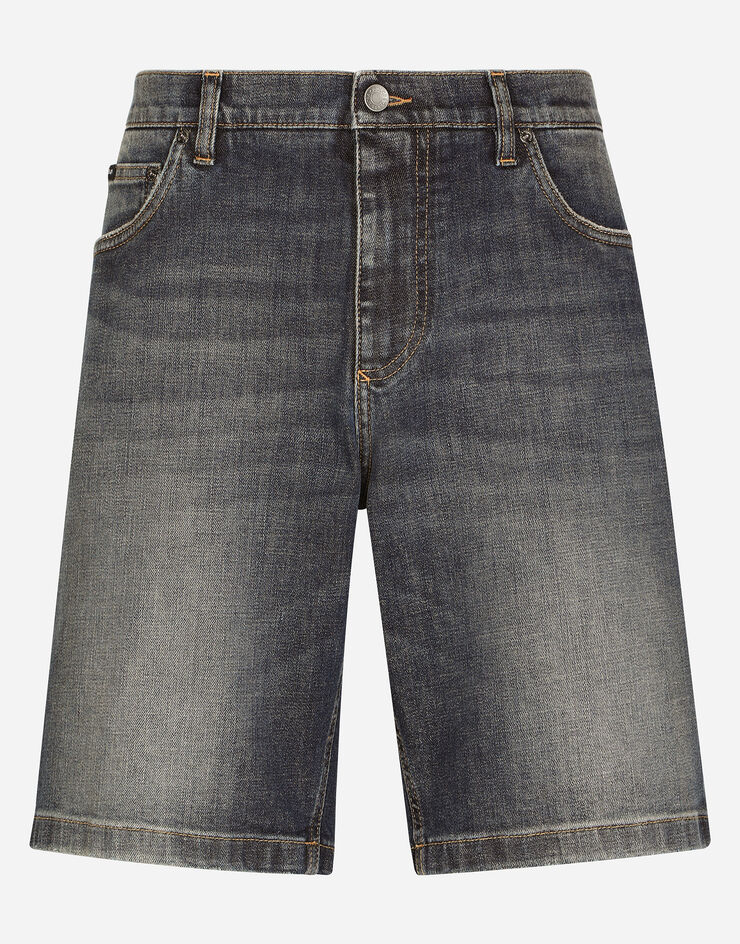 Dolce & Gabbana Bermuda en denim stretch bleu clair lavé Multicolore GWNXADG8GW9