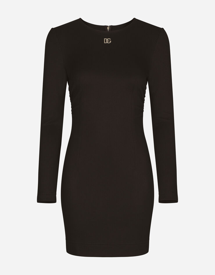 Dolce & Gabbana Vestido corto de punto milano con logotipo DG Negro F6ACQTFUGPN