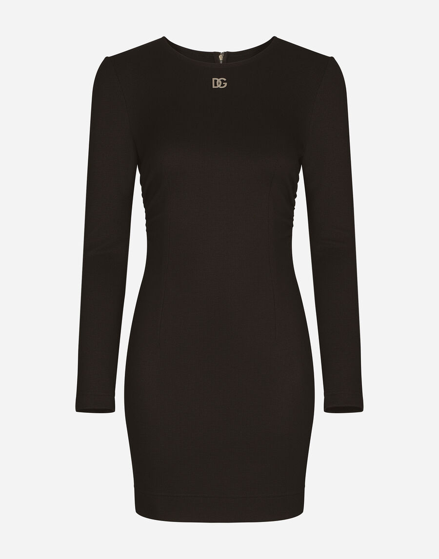 Short Milano rib dress with DG logo