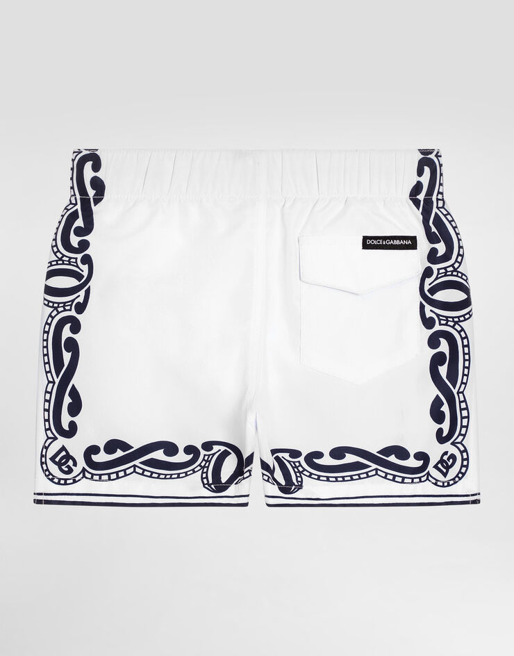 Dolce & Gabbana Fabric swim trunks with bandanna print Print L1J818ON04N