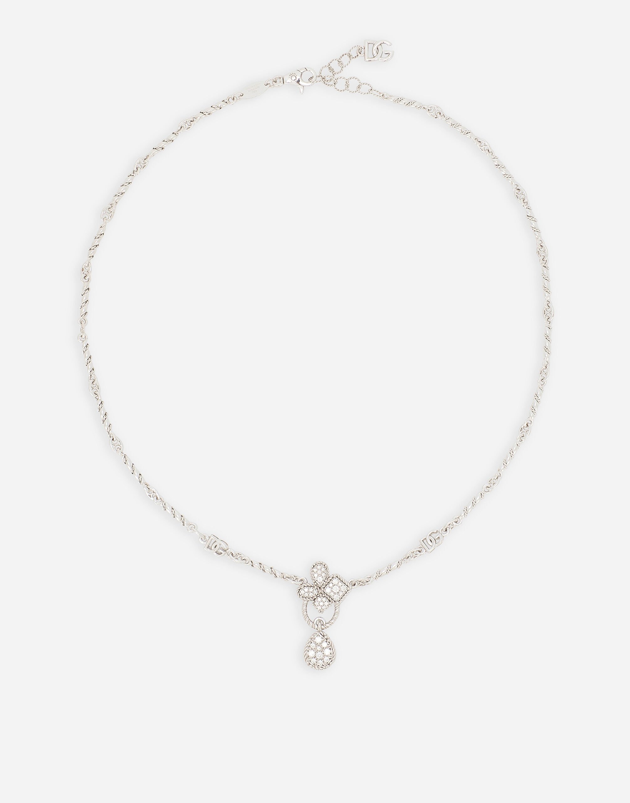 Dolce & Gabbana Halskette Easy Diamond aus Weißgold 18 kt und Pavé aus Diamanten Gold WNQA3GWQC01