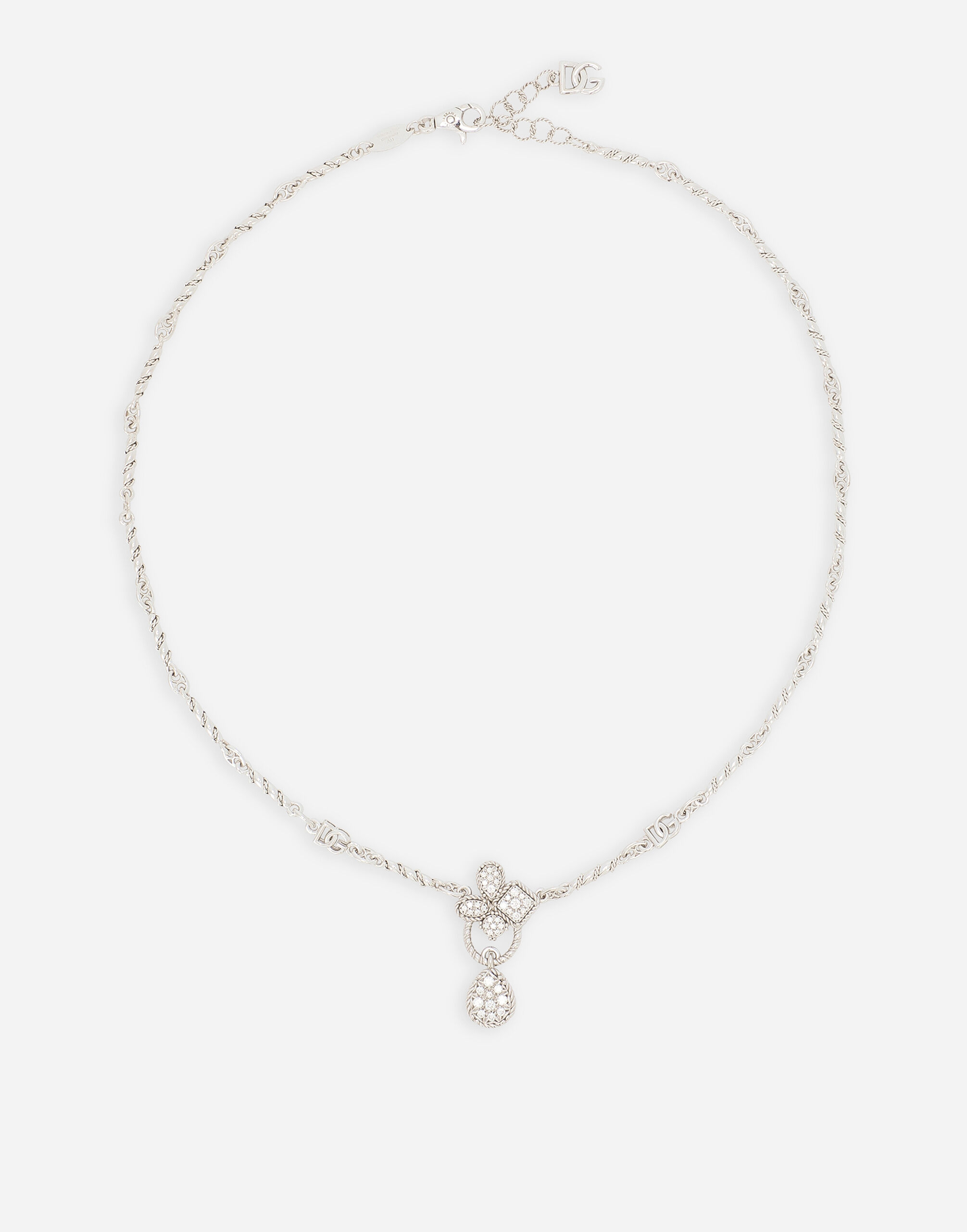 Dolce & Gabbana Collier Easy Diamond en or blanc 18 ct avec pavé de diamants Doré WNQA3GWQC01