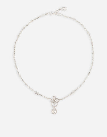 Dolce & Gabbana Collier Easy Diamond en or blanc 18 ct avec pavé de diamants Or Jaune WALD1GWDPEY