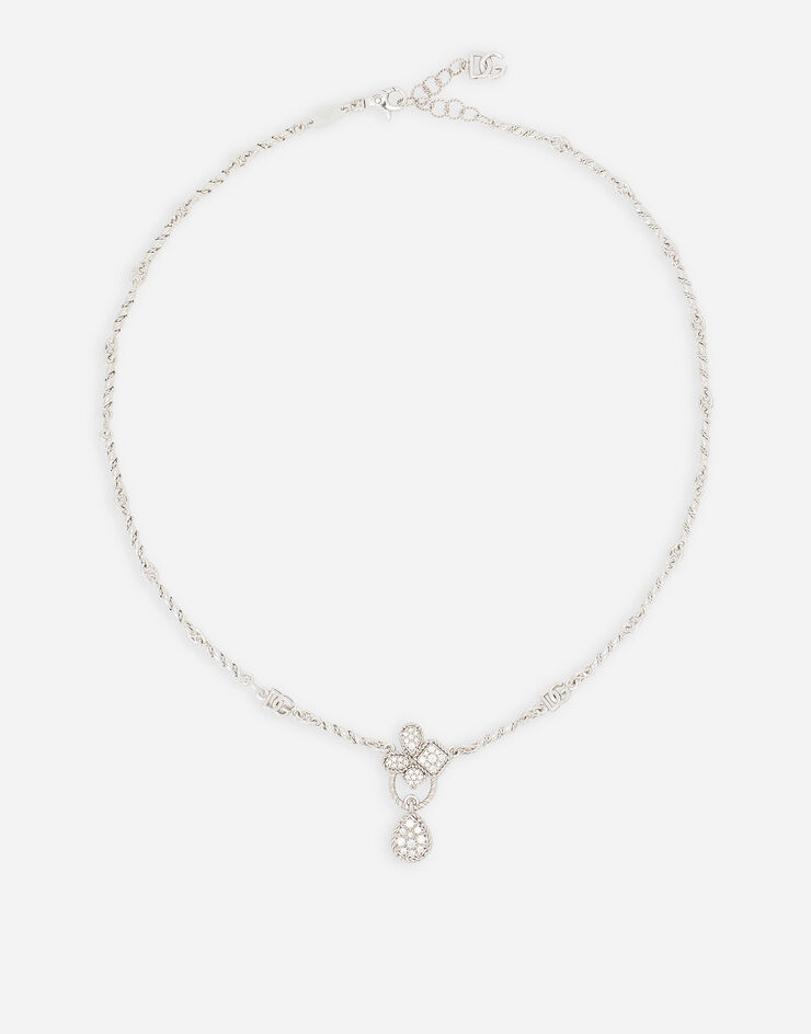 Dolce & Gabbana Collar Easy Diamond en oro blanco de 18 kt con pavé de diamantes Blanco WAQD2GWPAVE