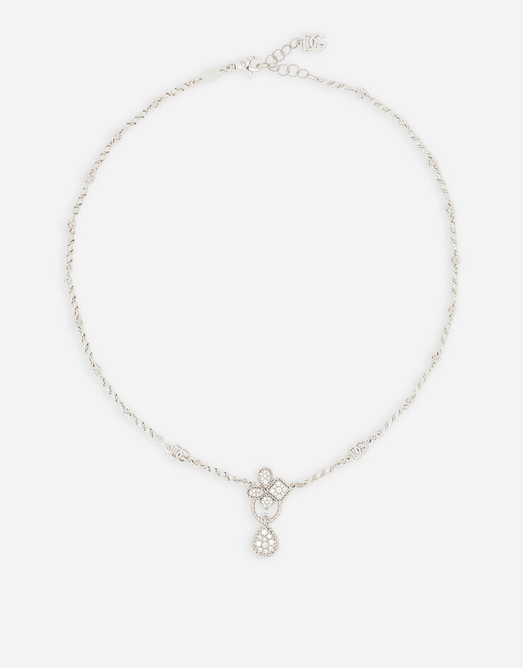 Dolce & Gabbana Collier Easy Diamond en or blanc 18 ct avec pavé de diamants Blanc WAQD2GWPAVE
