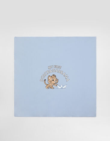 Dolce & Gabbana Interlock blanket with leopard with boat print Multicolor LNJA88G7PNK