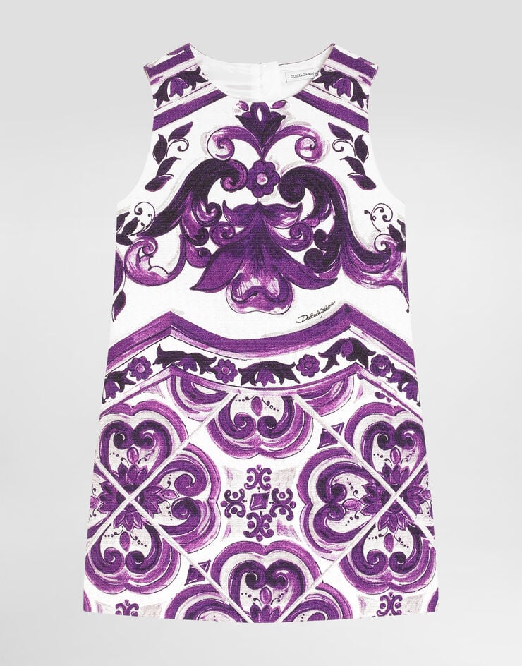 Dolce & Gabbana Majolica-print sleeveless mat dress Multicolor L54DH1FPFSO