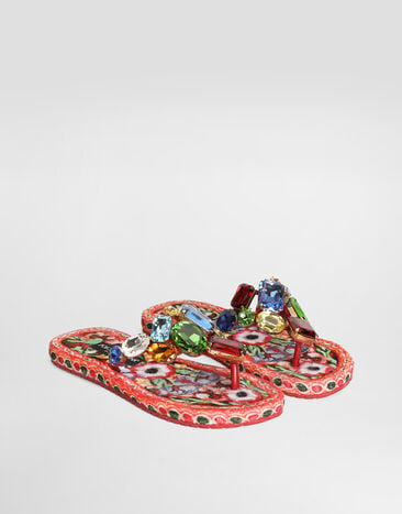Dolce & Gabbana Flip-flops in carretto-print kid leather nappa Dolce & Gabbana Flip-flops in carretto-print kid leather nappa Multicolor CQ0706A0566