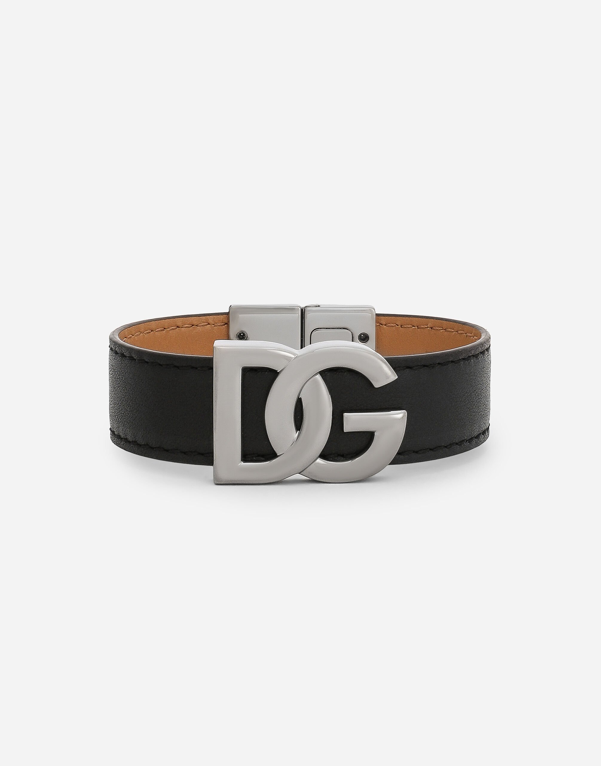 Dolce & Gabbana Calfskin bracelet with DG logo White G2NW0TFUMJN
