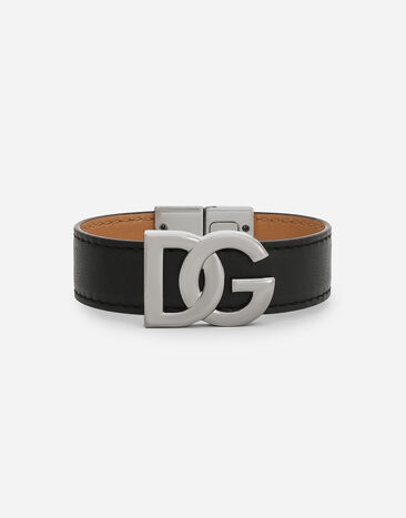 Dolce & Gabbana DG 로고 카프스킨 브레이슬릿 실버 WRQ5P1W1111