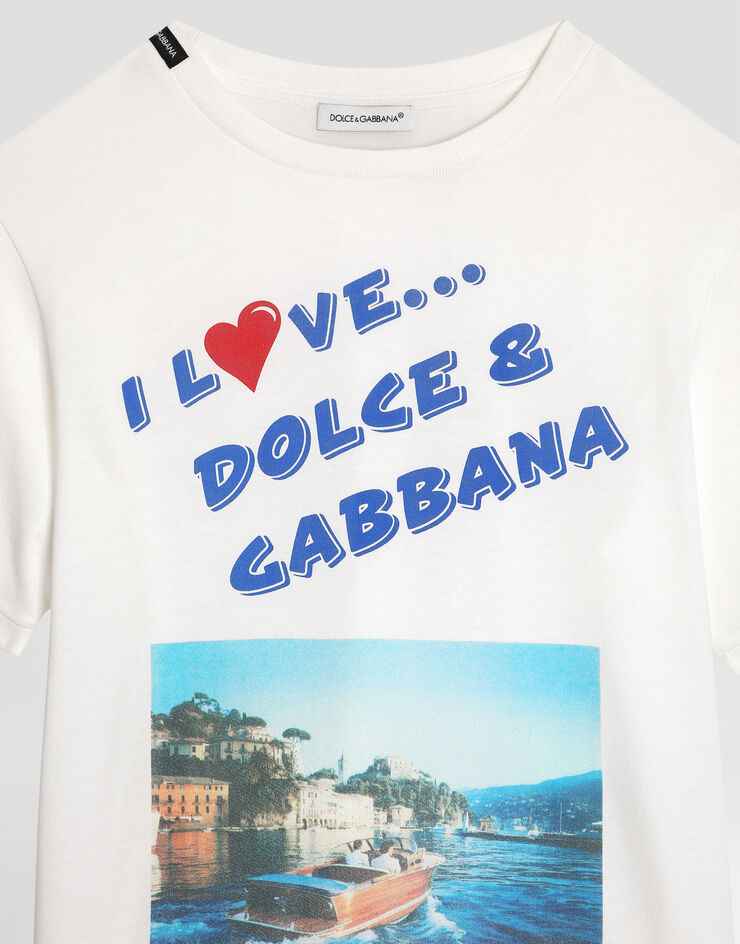 Dolce & Gabbana Jersey t-shirt with postcard print Dolce & Gabbana Jersey t-shirt with postcard print White L4JTJDG7PWD