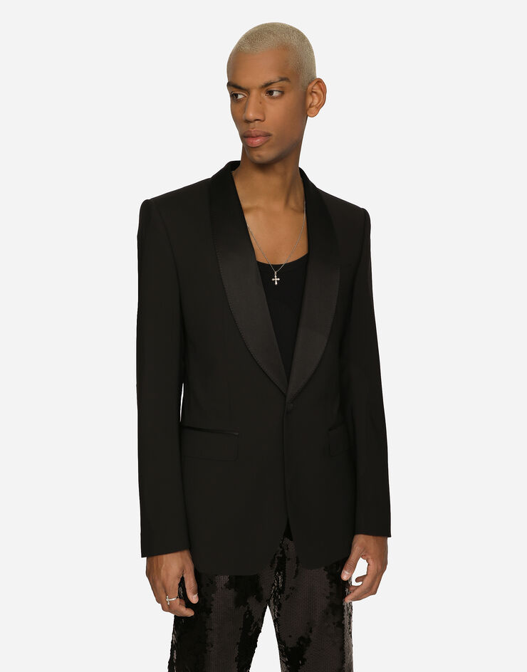 Dolce&Gabbana Single-breasted stretch wool Sicilia-fit tuxedo jacket Black G2RS1TFUBF2