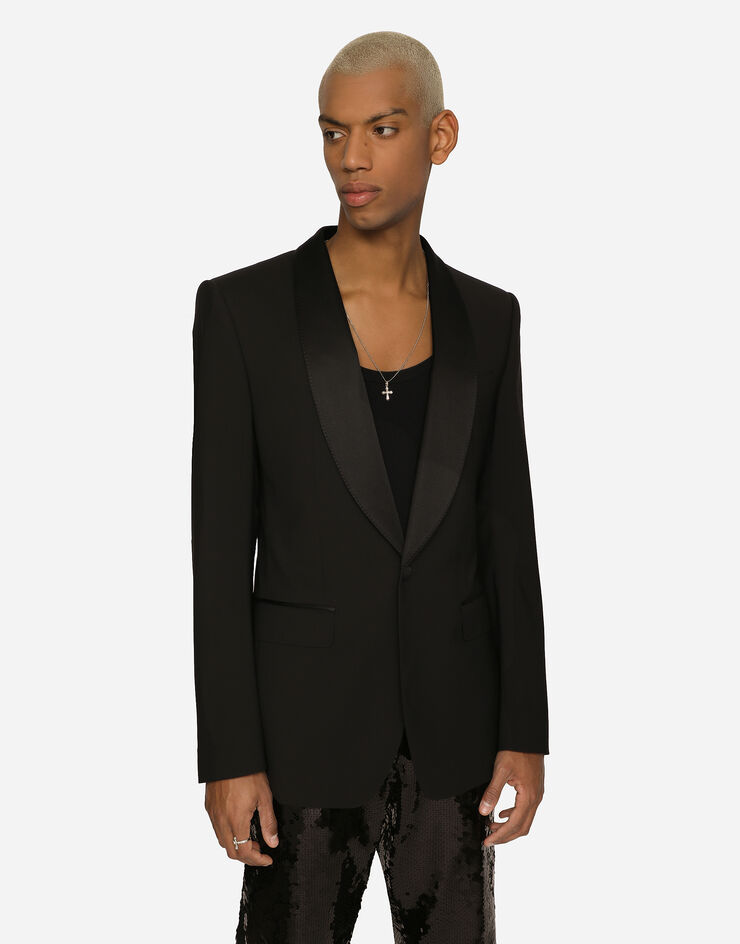 Dolce&Gabbana Chaqueta Sicilia de esmoquin con botonadura sencilla de lana elástica Noir G2RS1TFUBF2