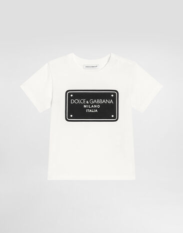 Dolce & Gabbana Camiseta de punto con placa con logotipo Blanco L1JT7WG7N0G