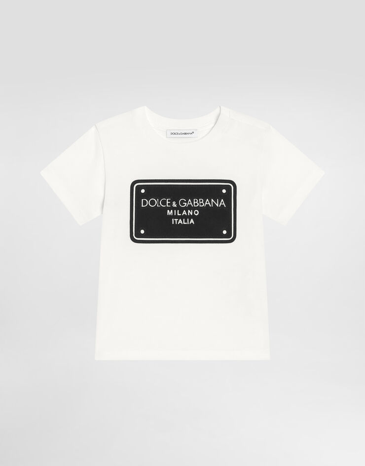 Dolce & Gabbana Camiseta de punto con placa con logotipo Blanco L1JT7WG7N0G