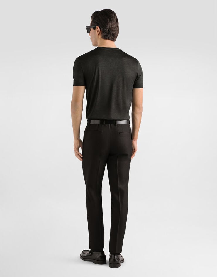 Dolce & Gabbana Silk serafino t-shirt Dolce & Gabbana Silk serafino t-shirt Grey G8QK3TG7P0F