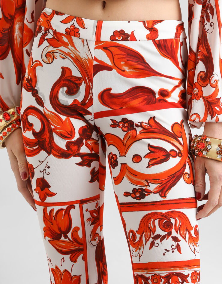 Dolce & Gabbana Majolica-print organzine trousers Multicolor FTDK8TFS8DS