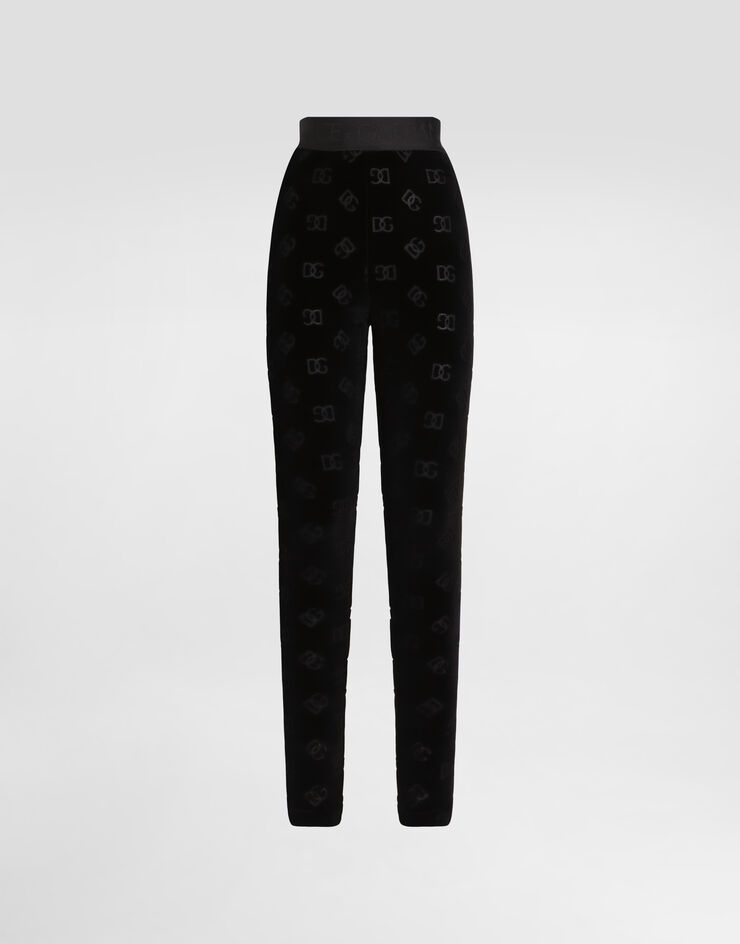 Dolce&Gabbana Leggings de chenilla en jacquard con logotipo DG Negro FTCYWTFJ7DL