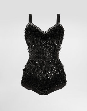 Dolce & Gabbana Sequined and micro-beaded bodysuit Multicolor F78JEZGDC0I
