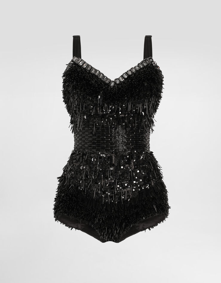 Dolce & Gabbana Body ricamato in paillettes e micro perline Multicolore F78JEZGDC0I