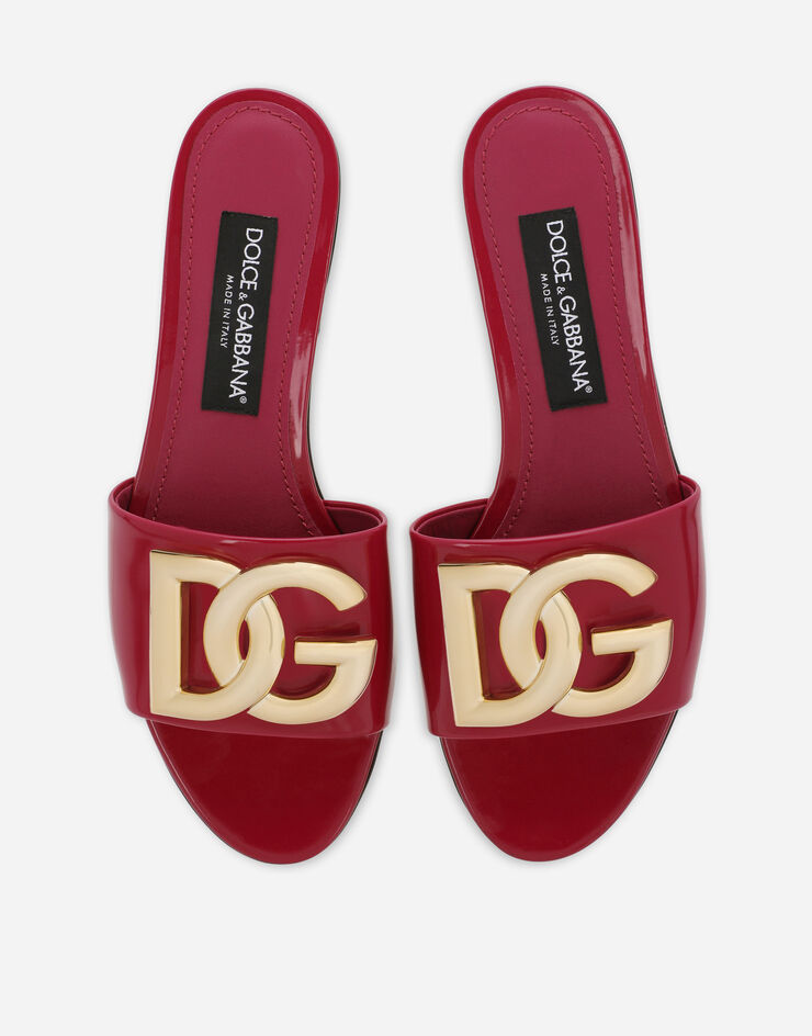 Dolce & Gabbana Polished calfskin sliders with DG logo Fuchsia CQ0455A1037