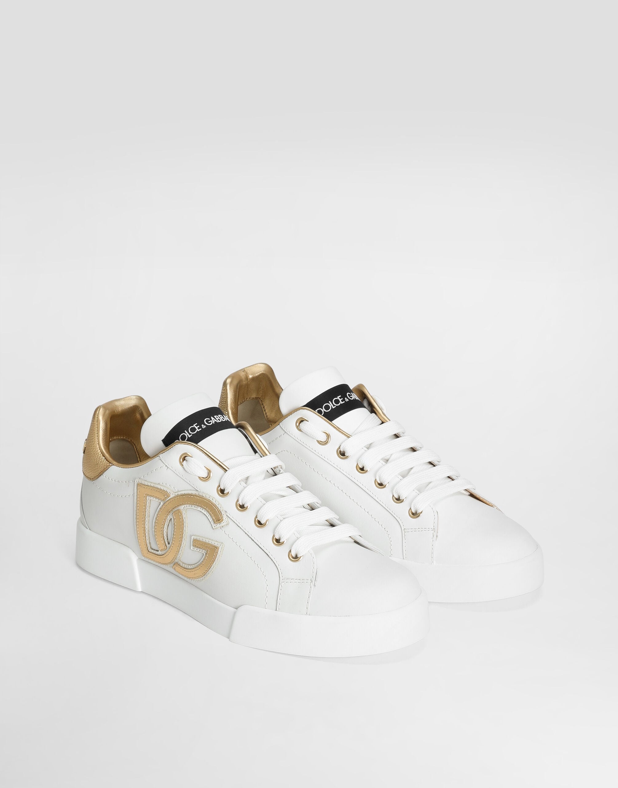 ホワイトのウィメンズ Calfskin Portofino sneakers with DG logo