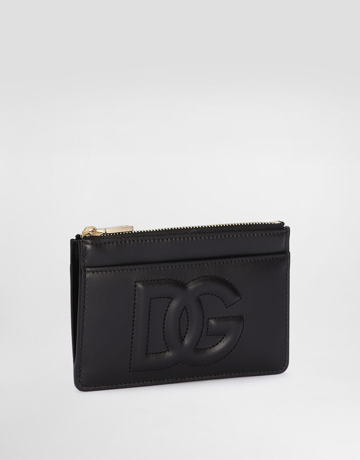 Dolce & Gabbana Кредитница DG Logo среднего размера из телячьей кожи черный BI1261AG081
