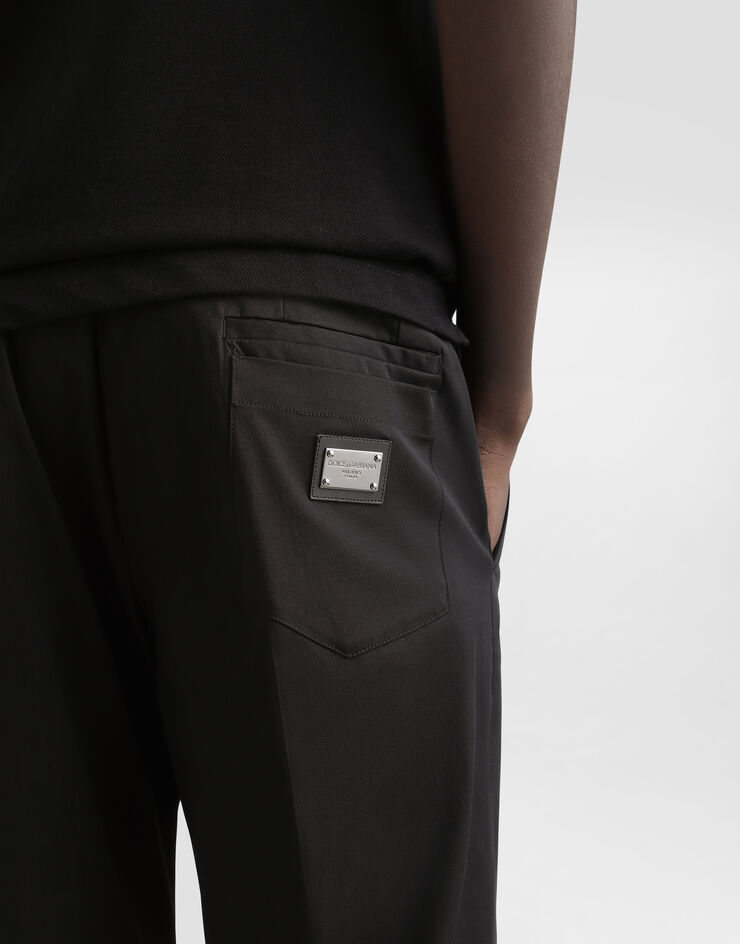 Dolce & Gabbana سروال من قطن مرن ببطاقة موسومة Black GVB6ETGK302