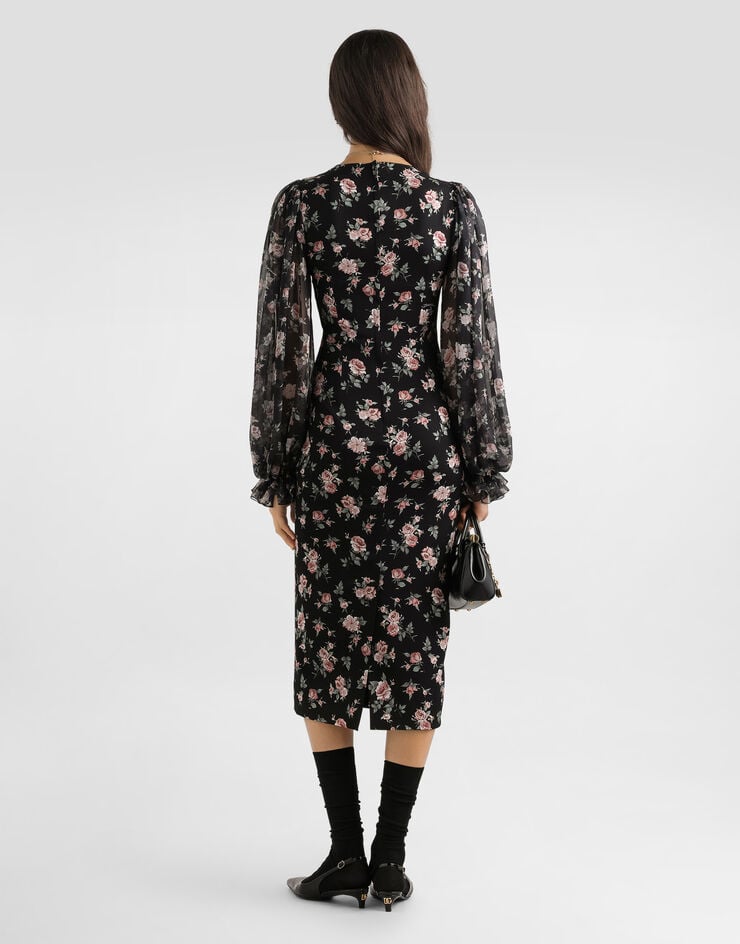 Dolce & Gabbana Vintage roses-print charmeuse dress Multicolor F611DTFSA8C