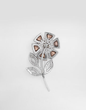 Dolce & Gabbana Maxi flower brooch with rhinestones Silver WPR7F4W1111