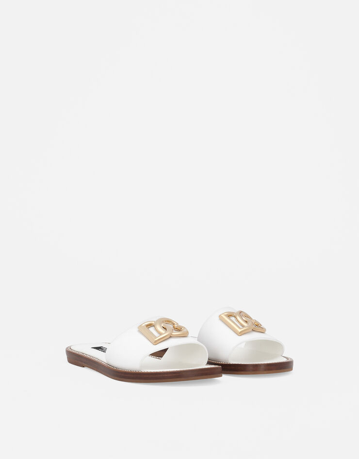 Dolce & Gabbana Calfskin sliders with DG logo White D11285A1048