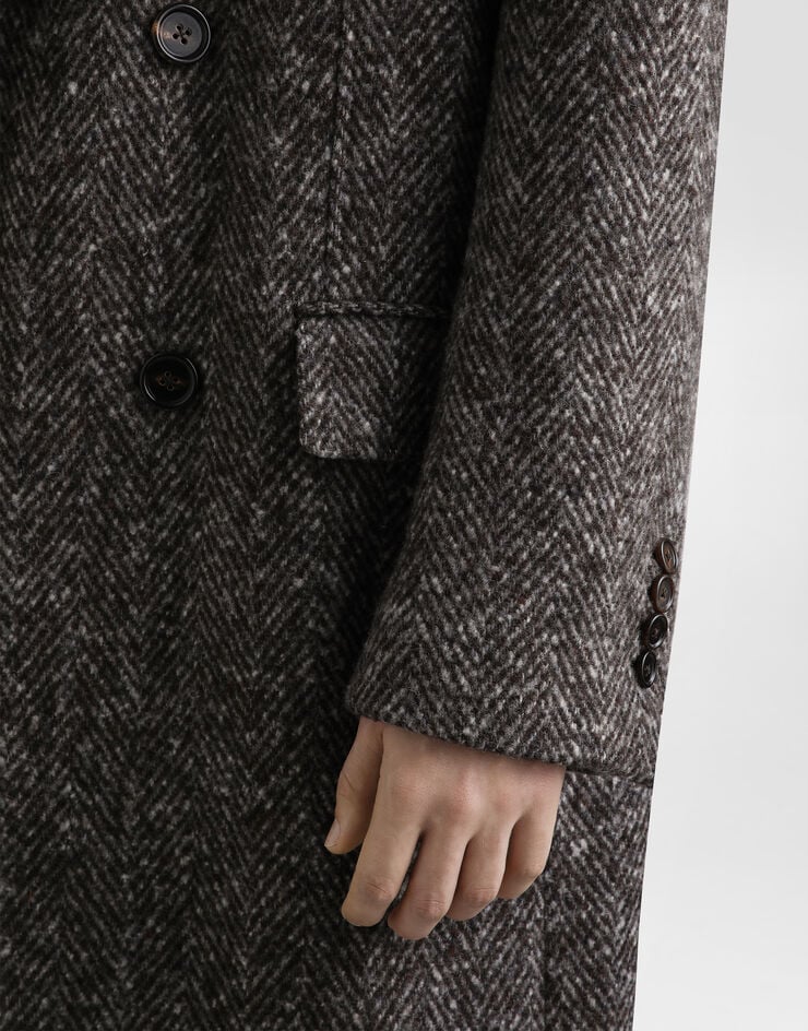 Dolce & Gabbana Double-breasted herringbone coat Multicolor G038ZTFC2FD