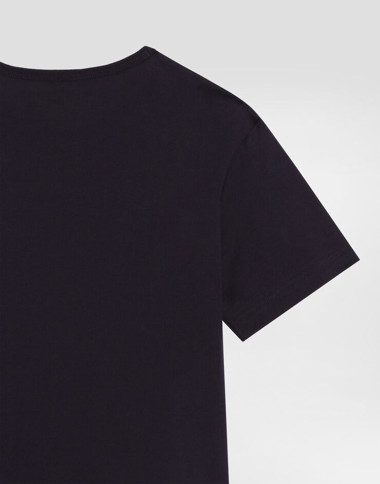 Dolce & Gabbana Jersey t-shirt with logo plate Blue L4JT7TG7P1T