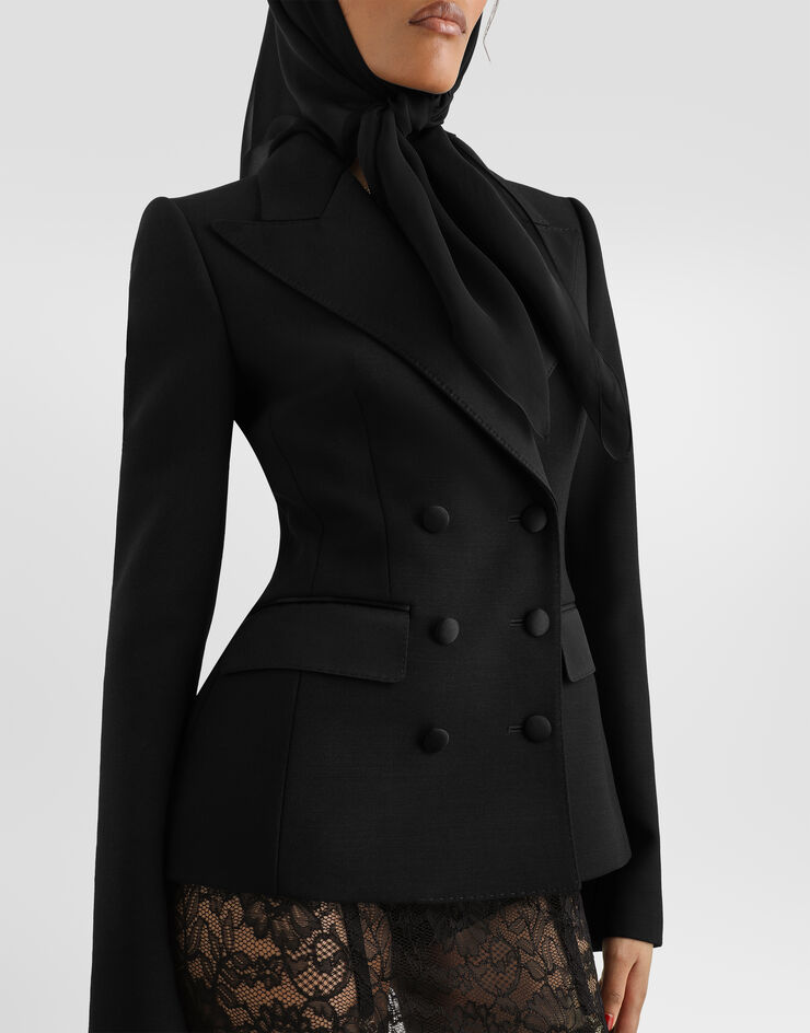 Dolce & Gabbana سترة مزدوجة الصدر من كادي صوف Dolce & Gabbana سترة مزدوجة الصدر من كادي صوف أسود F27JKTHUMUS