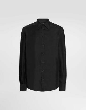 Dolce & Gabbana Camisa Martini en twill de seda Negro G5MM4TFU1XB