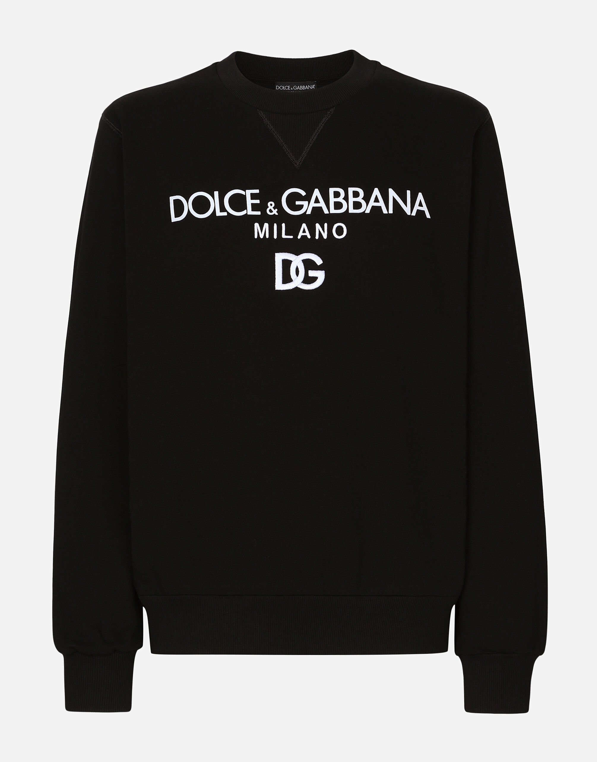 Dolce & Gabbana Sweat-shirt en jersey à broderie DG Noir G5JG4TFU5U8