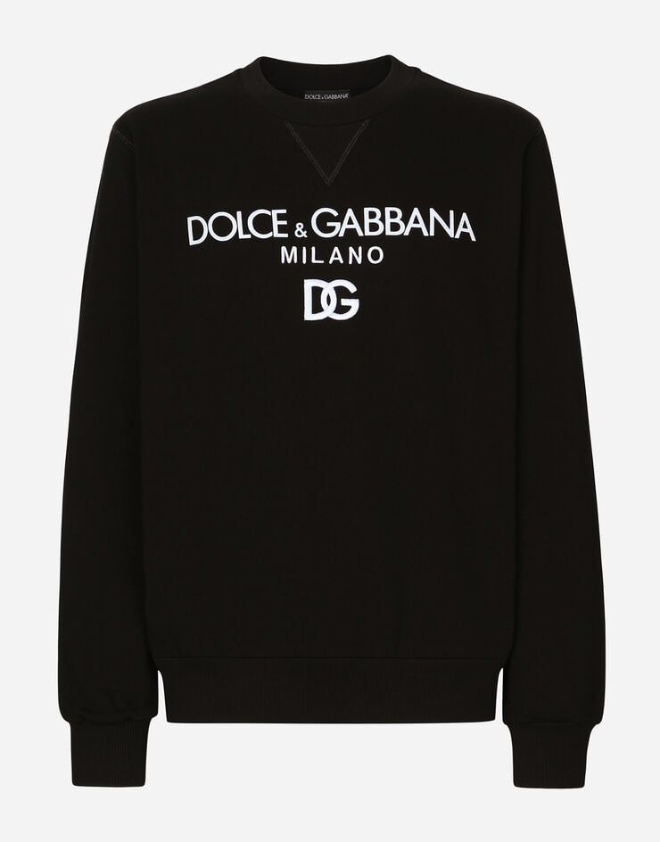 Dolce & Gabbana Felpa jersey con ricamo DG Nero G9ACGZFU7DU
