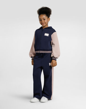 Dolce & Gabbana Fleece palazzo pants with logo Blue L5JPE2G7NNW