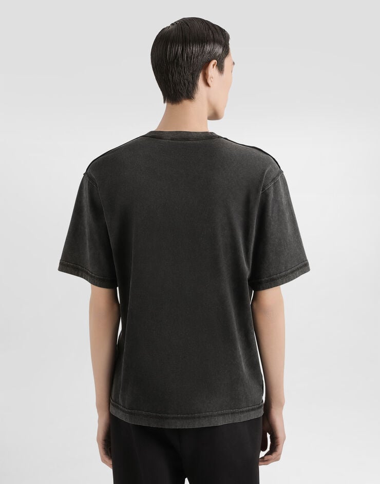 Dolce & Gabbana T-Shirt aus Baumwolle mit Print Black G8RI4TG7PK9