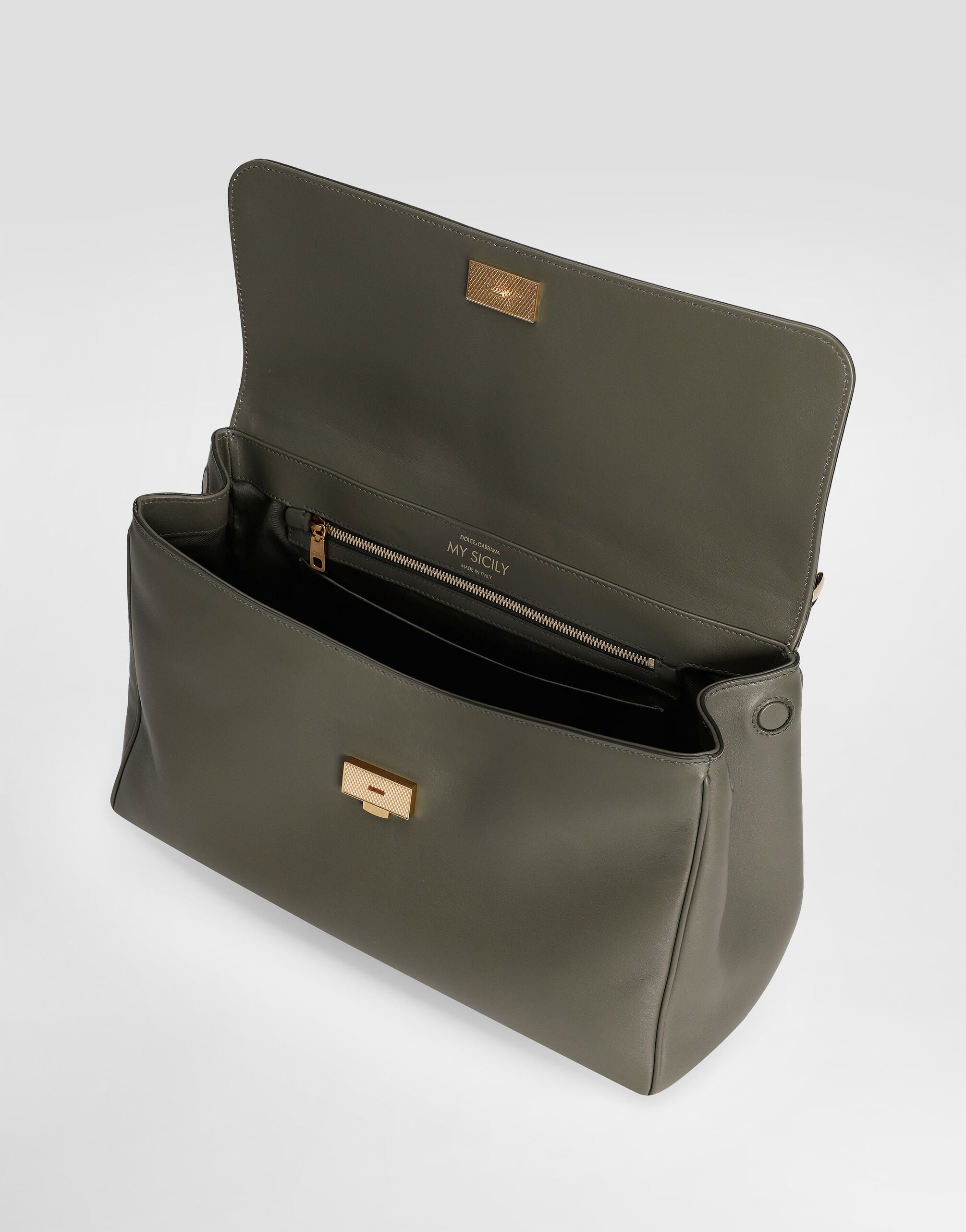 Maxi My Sicily handbag in plongé calfskin in Green for Women