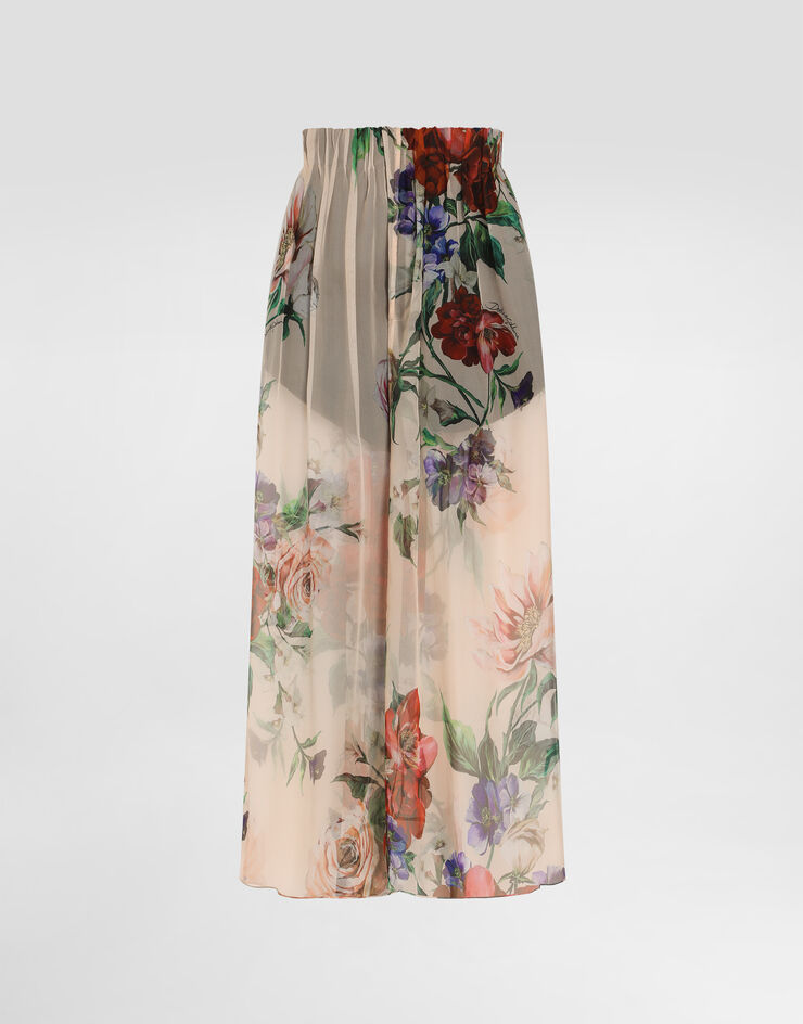 Dolce & Gabbana Longuetterock aus Chiffon Blumenprint Drucken F4BBOTIS1Y7