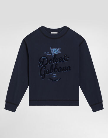 Dolce & Gabbana Round-neck sweatshirt with Dolce&Gabbana logo Blue L4JTHVII7FT