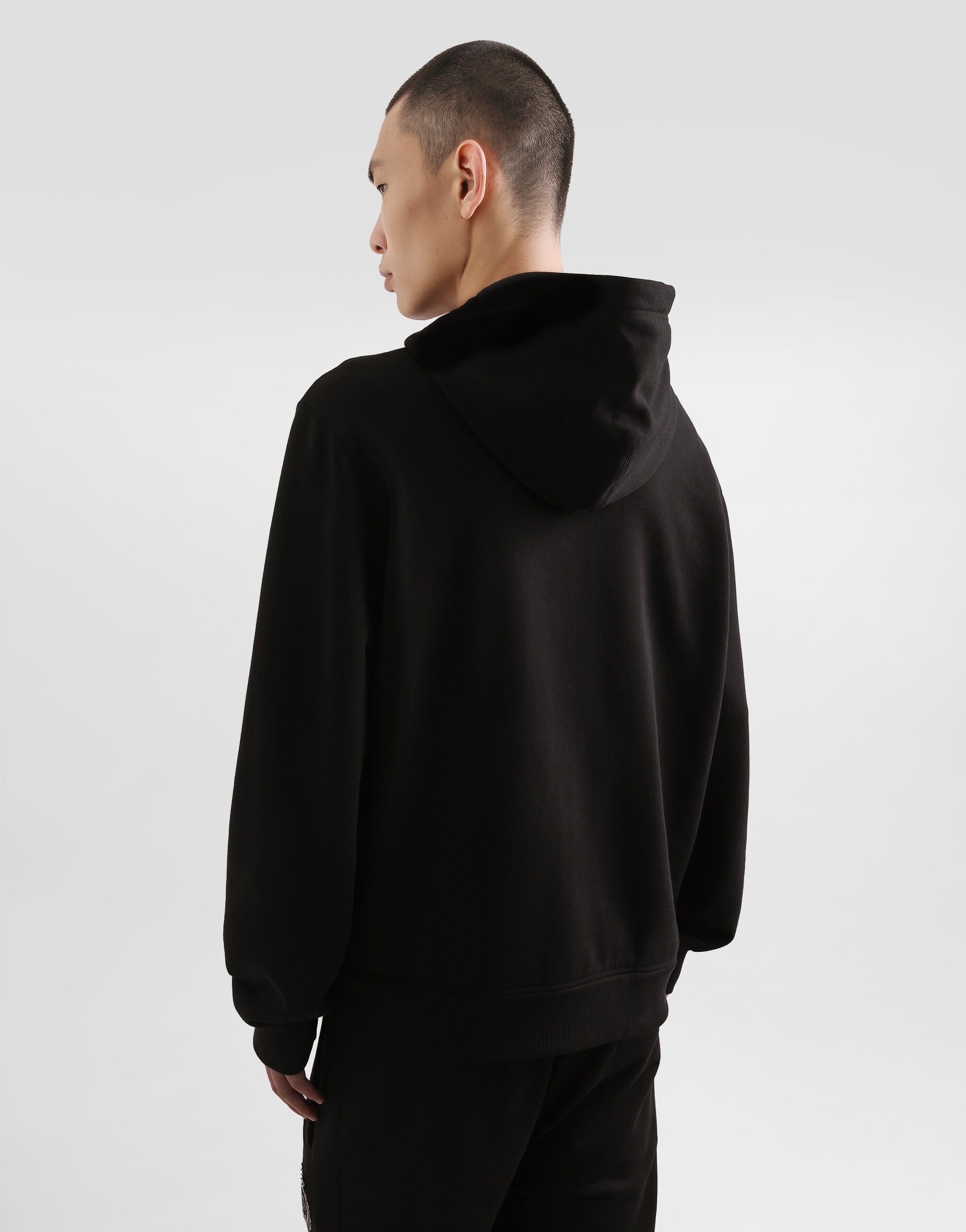 Cotton hoodie heraldic patch in Black for Men | Dolce&Gabbana® US