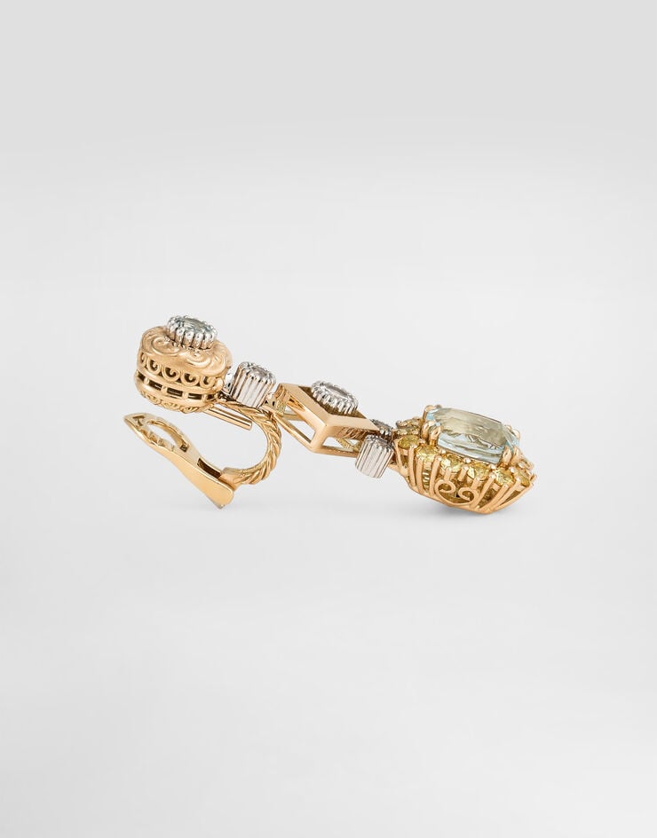 Dolce & Gabbana Eleganza Earrings 18-carat white and yellow gold, aquamarines and sapphires  WESA8GWAQM1