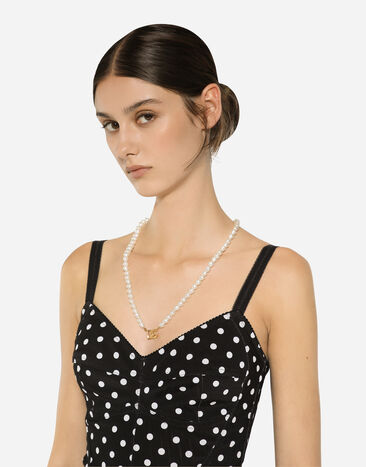 Dolce & Gabbana Collar de cadena con perlas y logotipo DG Dorado WNQ6M2W1111