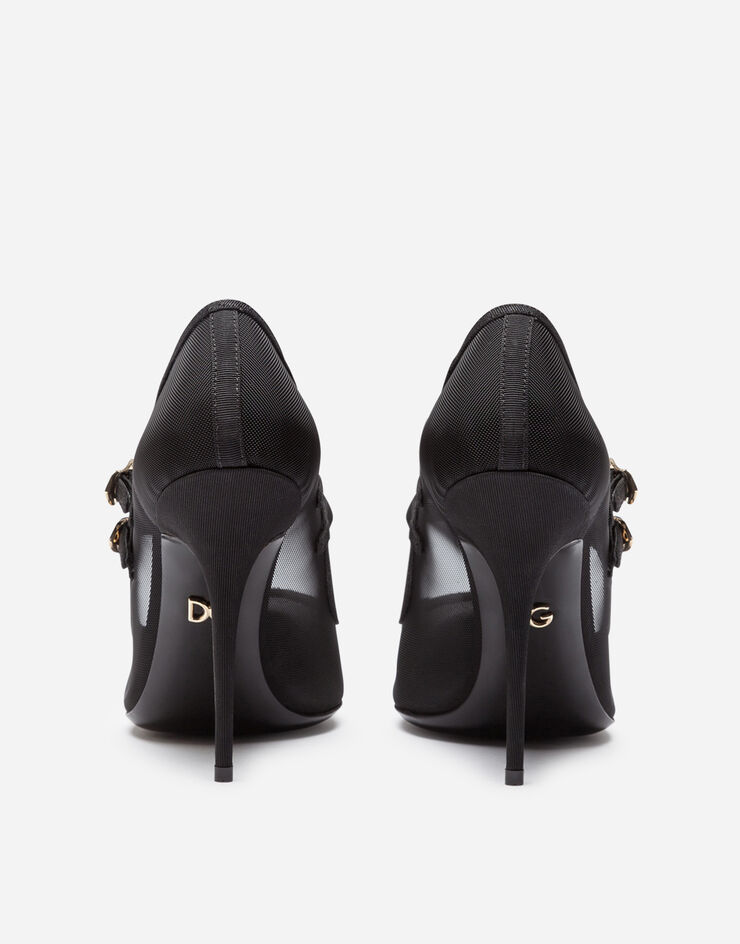 Dolce & Gabbana Pumps in mesh and grosgrain with two straps BLACK CD1516AX975