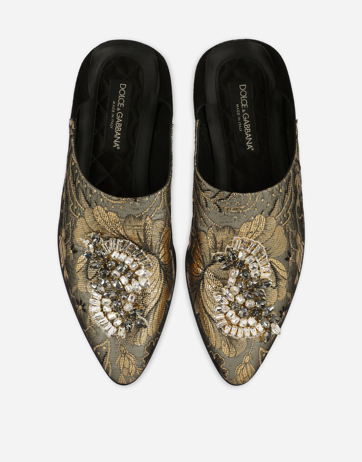 Dolce & Gabbana Jacquard slippers with brooch embellishment Multicolor A50527AL188